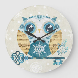 Winter Wonderland Owl Large Clock