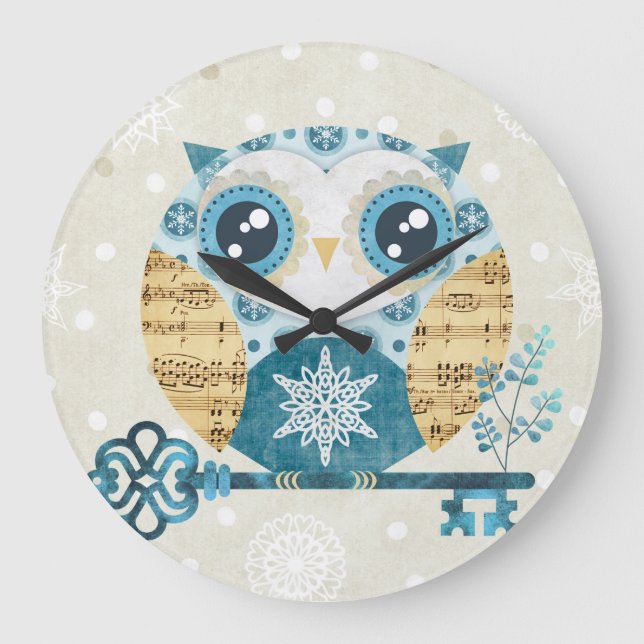 Winter Wonderland Owl Large Clock (Front)