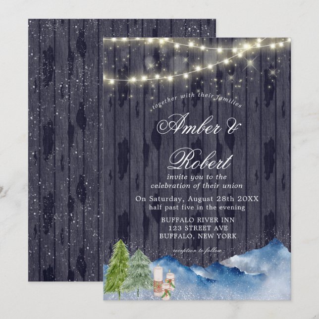 Winter Wonderland | Painted Wedding Invitations (Front/Back)