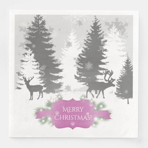 Winter Wonderland Paper Napkin _ Magenta