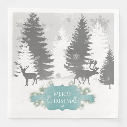 Winter Wonderland Paper Napkin _ Teal