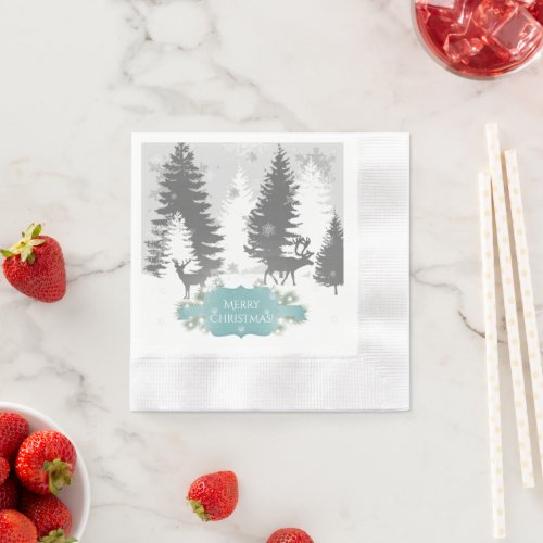 Winter Wonderland Paper Napkin _ Teal