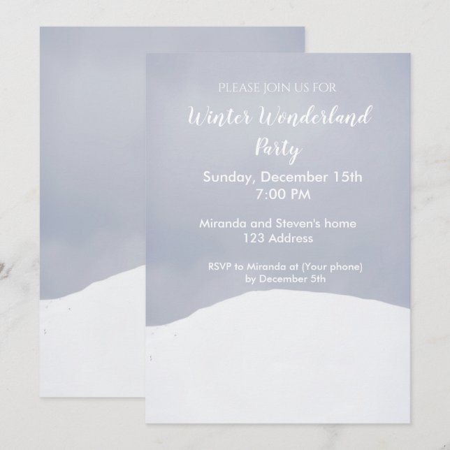 Winter wonderland party invitation card (Front/Back)