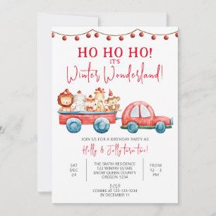 Winter Wonderland Party, Xmas Twins Birthday, Twin Invitation