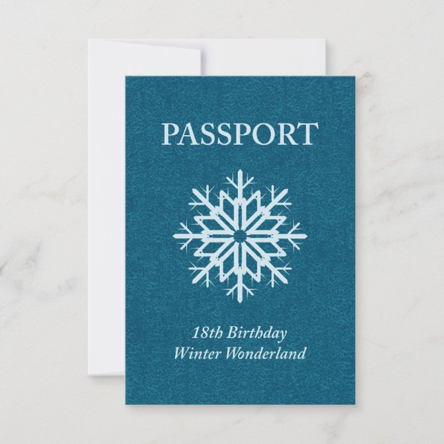 winter wonderland passport 18th birthday invitation (Front)