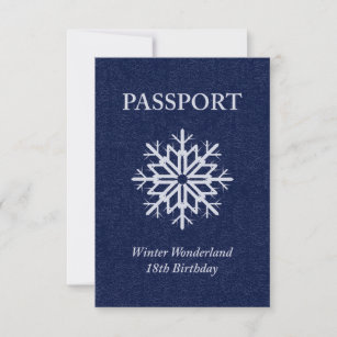 winter wonderland passport 18th birthday invitation