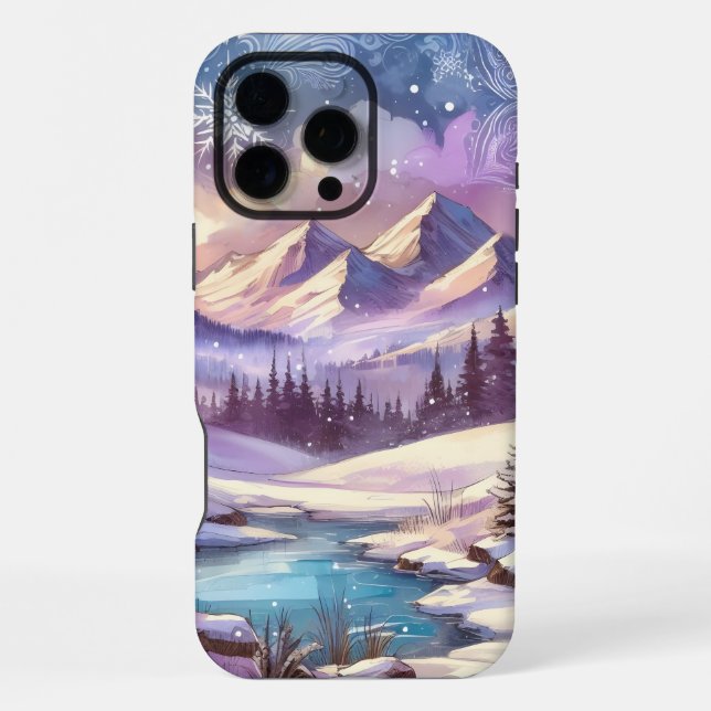 Winter Wonderland Patterns of Nature Mountain Lake iPhone Case (Back)