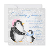 Winter Wonderland Pengiun Baby Shower Invitations
