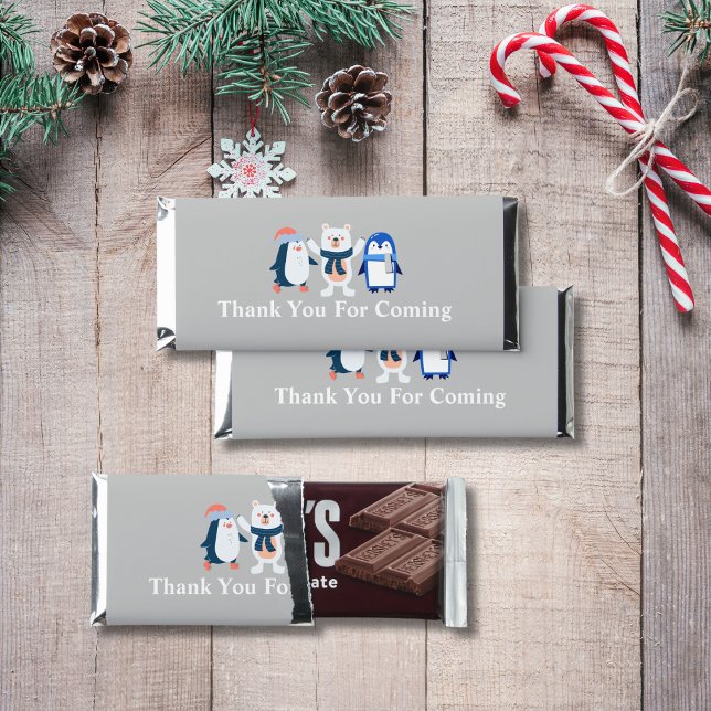 Winter wonderland penguin polar bear candy wrapper hershey bar favors (Creator Uploaded)