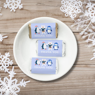 Winter wonderland penguin polar bear wrapper label hershey's miniatures