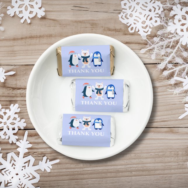 Winter wonderland penguin polar bear wrapper label hershey's miniatures (Creator Uploaded)