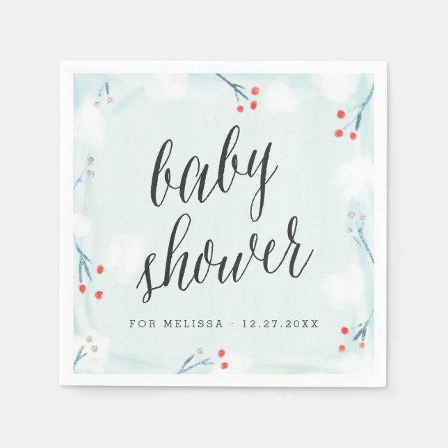 Winter Wonderland Personalized Baby Shower Napkin (Front)