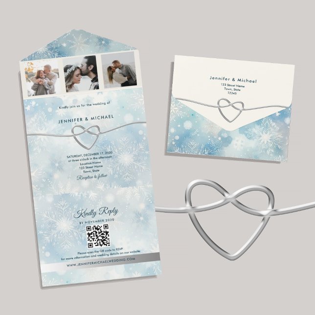 Winter Wonderland Photo Wedding All In One Invitation (Creator Uploaded)