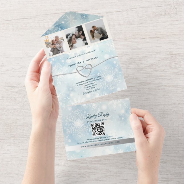 Winter Wonderland Photo Wedding All In One Invitation (Tearaway)
