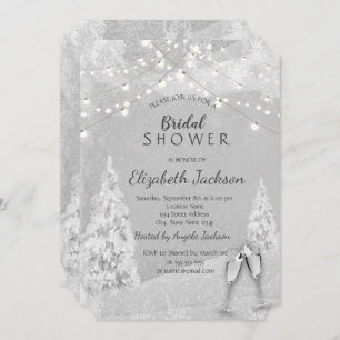 Winter Wonderland,Pine Tree Gray Bridal Shower Invitation