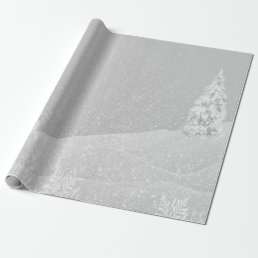Winter Wonderland,Pine Tree Gray Holiday Wrapping Paper