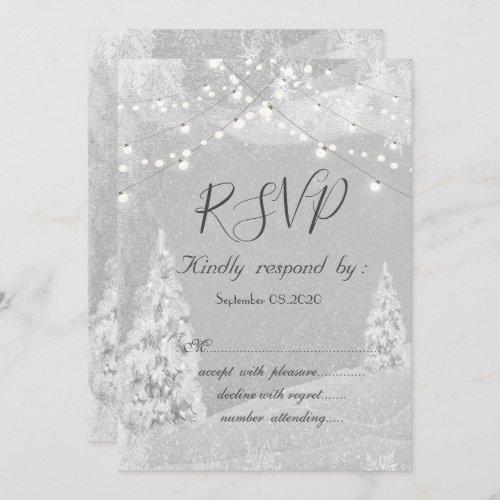 Winter Wonderland Pine Tree Gray RSVP  Invitation