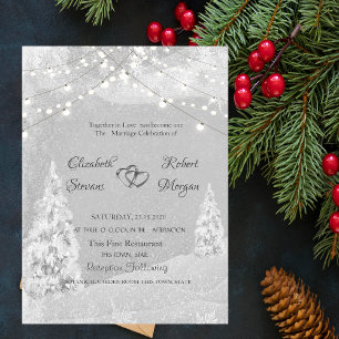 Winter Wonderland, Pine Tree Gray Wedding Invitation