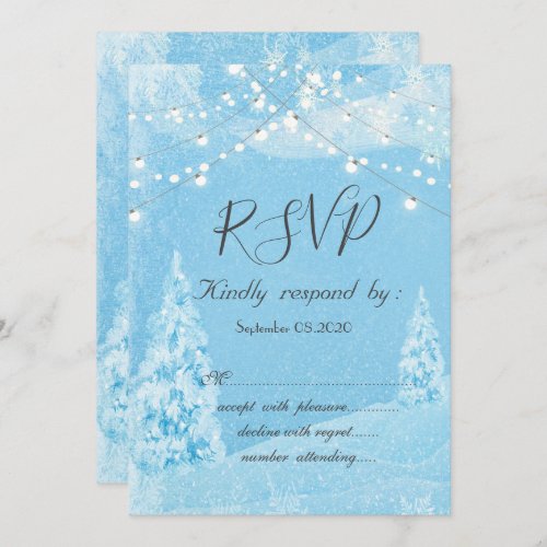 Winter Wonderland Pine Tree RSVP  Invitation