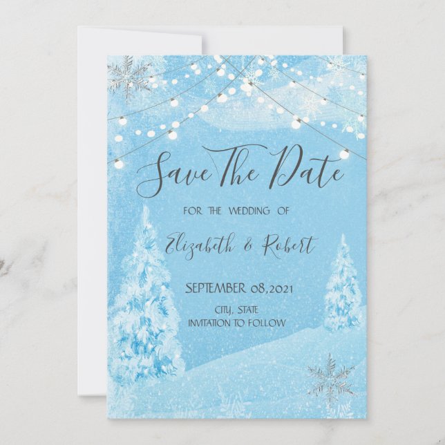 Winter Wonderland,Pine Tree Save The Date (Front)