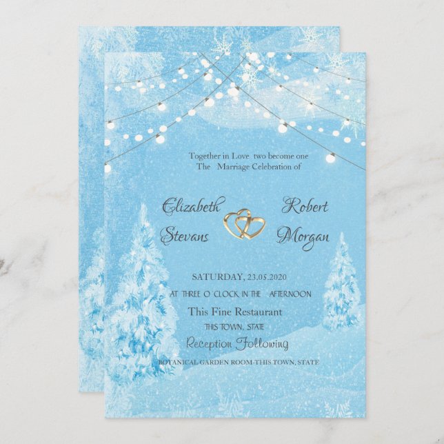 Winter Wonderland, Pine Tree Wedding  Invitation (Front/Back)