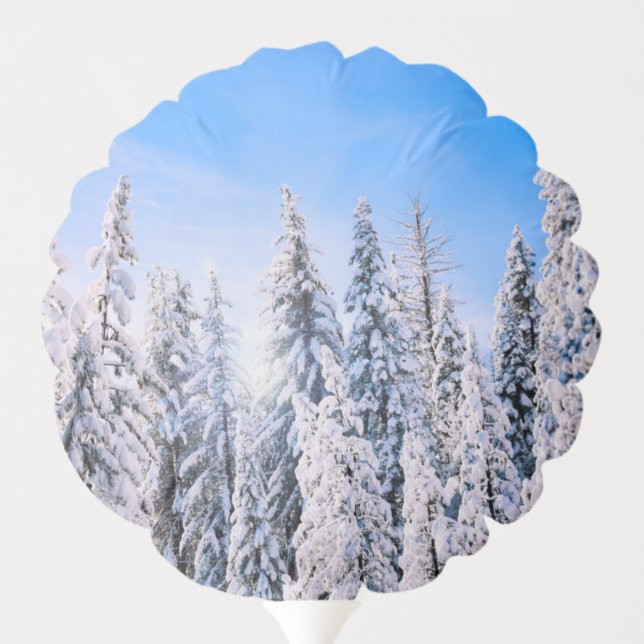 Winter Wonderland Pine Trees in Snow Balloon (Back)