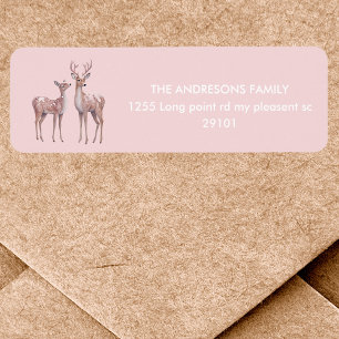 Winter Wonderland Pink and Deer Birthday Label