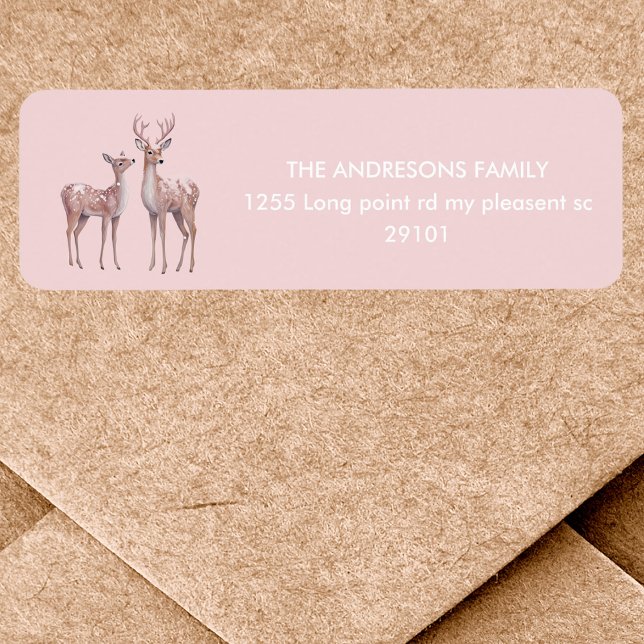 Winter Wonderland Pink and Deer Birthday Label (Creator Uploaded)