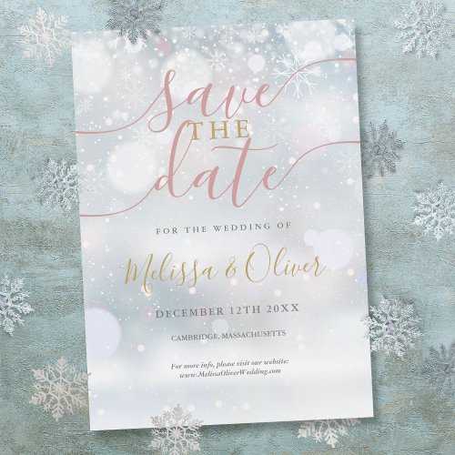 Winter Wonderland Pink And Gold Save The Date