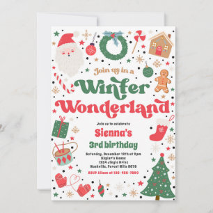 Winter Wonderland Pink Christmas Birthday Party Invitation