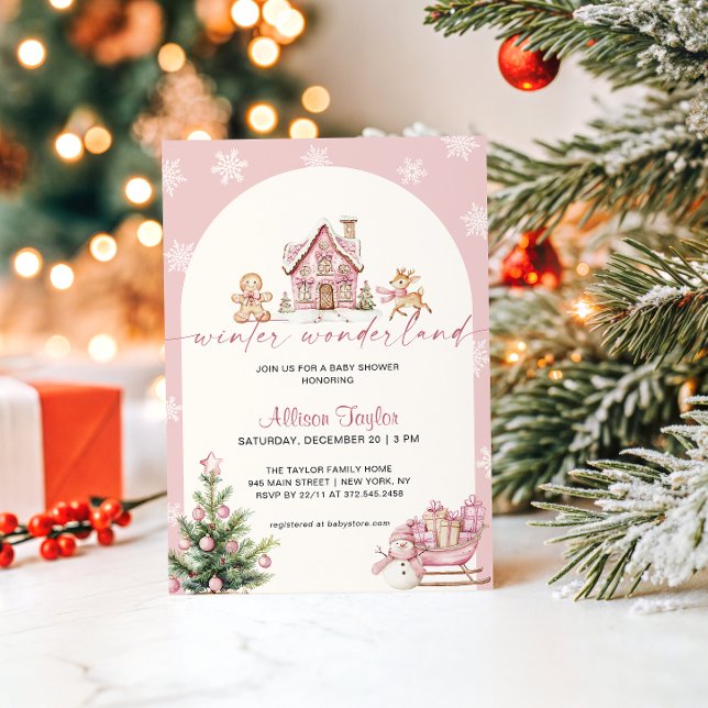 Winter Wonderland Pink Girl Baby Shower Invitation (Creator Uploaded)