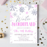 Winter Wonderland Pink Snowflake Birthday Party Invitation<br><div class="desc">This is a Winter Wonderland Pink Snowflake Birthday Party Invitation!</div>