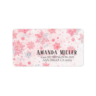 Winter Wonderland Pink Snowflake Return Address Label