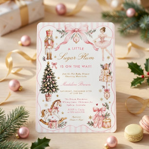 Winter Wonderland Pink Sugar Plum Baby Shower Invitation