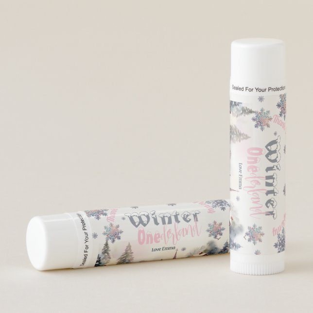 Winter Wonderland Pink Watercolor  Lip Balm (Front)