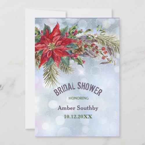 Winter Wonderland Poinsettia Bridal Shower Invitation