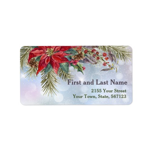 Winter Wonderland Poinsettia Label