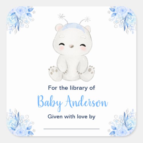 Winter Wonderland Polar Bear Baby Shower Bookplate
