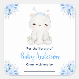 Winter Wonderland Polar Bear Baby Shower Bookplate