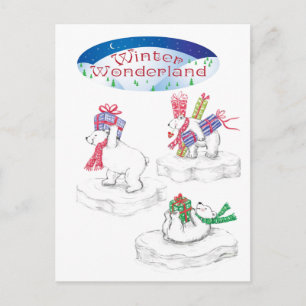 Winter Wonderland Polar Bears Postcard