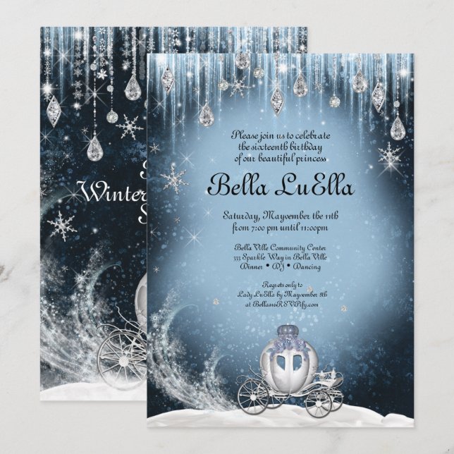 Winter Wonderland Princess Party Invitation (Front/Back)