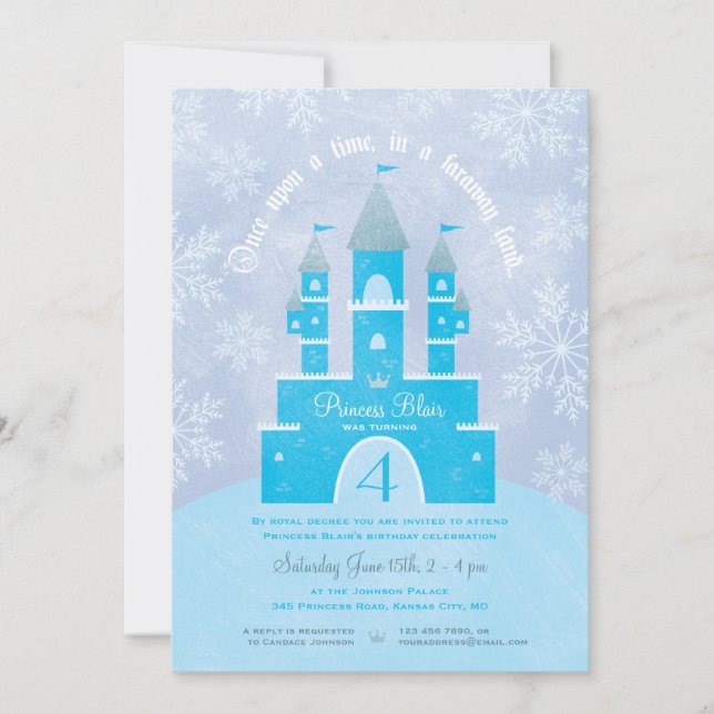 Winter Wonderland Princess Party Invitations (Front)