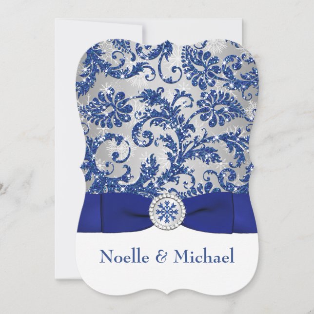Winter Wonderland PRINTED Buckle Invite - Blue #2b (Front)