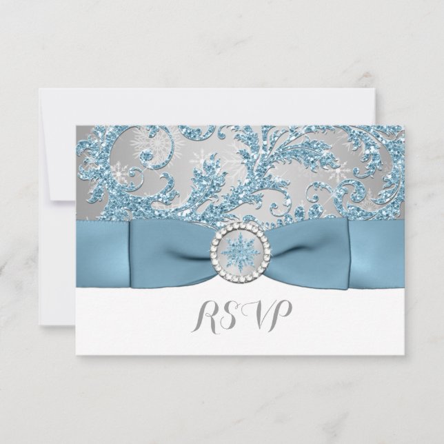 Winter Wonderland, PRINTED BUCKLE Wedding RSVP 3 (Front)