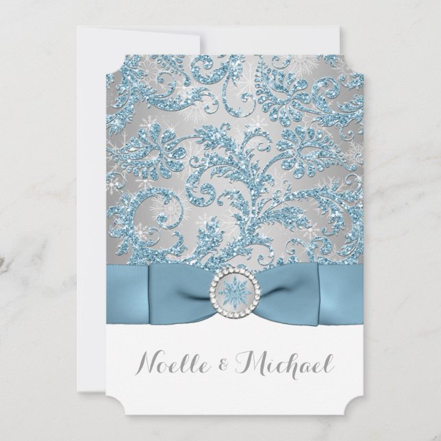 Winter Wonderland, PRINTED Crystal Buckle Invite 3 (Front)