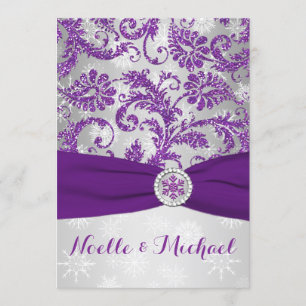 Winter Wonderland, PRINTED Crystal Buckle - Purple Invitation
