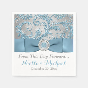 Winter Wonderland, PRINTED Ribbon Wedding Napkins