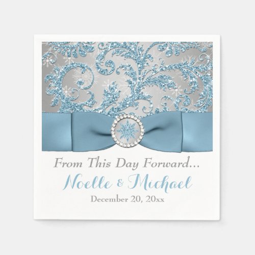 Winter Wonderland PRINTED Ribbon Wedding Napkins