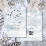 Winter Wonderland QR Code Snow Wedding Save The Date<br><div class="desc">This elegant winter wonderland save-the-date invitation can be personalized with your information in chic typography with your wedding website QR code and details on the reverse. Designed by Thisisnotme©</div>