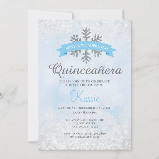 Winter Wonderland Quinceañera 15th Birthday Silver Invitation Zazzle